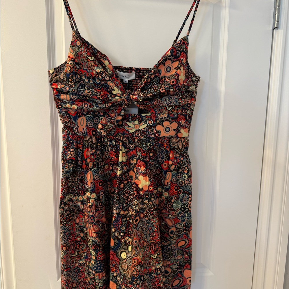 ALC Red Ruched A-line Midi Sundress